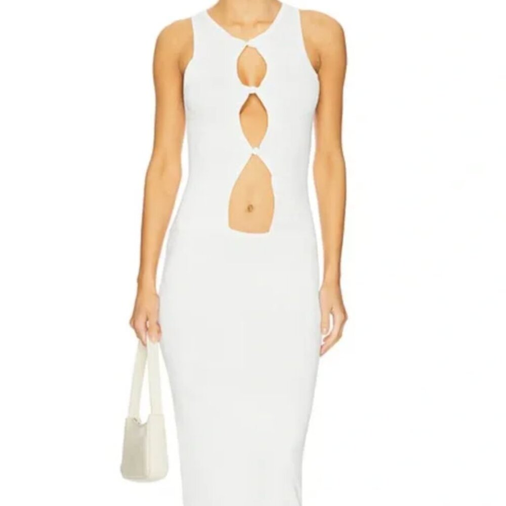 LIONESS | Elegant White Sleeveless Maxi Dress in Ivory